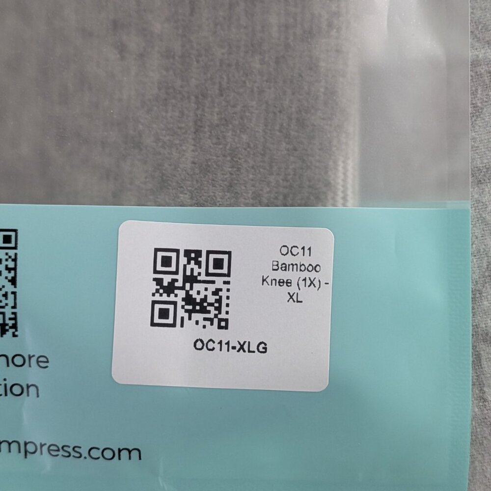 One Compress Premium Bamboo Knee Sleeve - Gray - Size XL  NWT - Picture 2 of 3